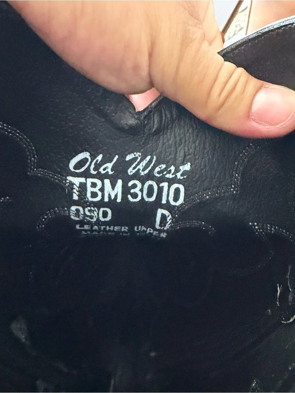 Old West TBM3010 Men’s Black Leather Cowboy Boots Size 9 D Western 13